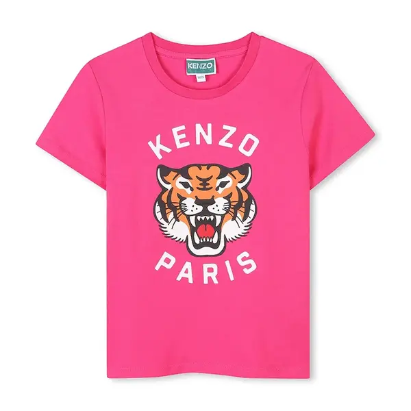 Dětské bavlněné tričko Kenzo Kids růžová barva, K61054