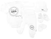 Baby Nellys Soupravička do porodnice 5D Made with love - bílá, vel. 50