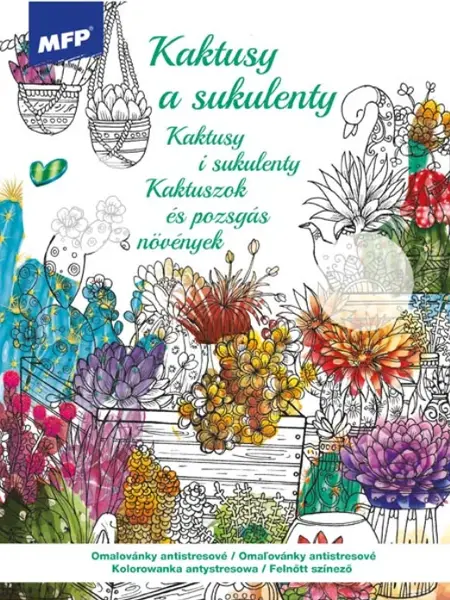 Omalovánky antistresové Kaktusy a sukulenty