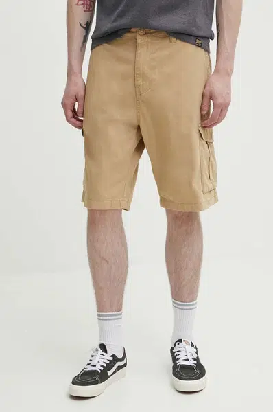 Bavlněné šortky Quiksilver hnědá barva