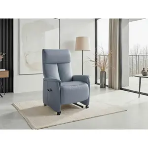 Sit & More RELAXAČNÍ KŘESLO, kůže, šedomodrá