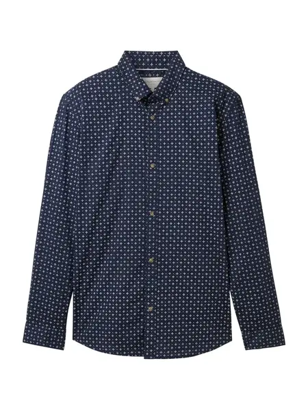 TOM TAILOR DENIM Košeľa  námornícka modrá / biela