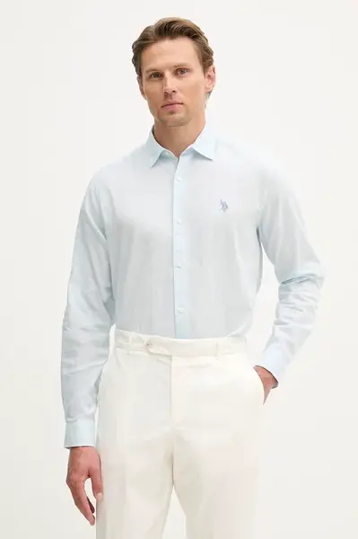 U.S. Polo Assn.  košile pánská s bavlnou LINEN BLEND LS