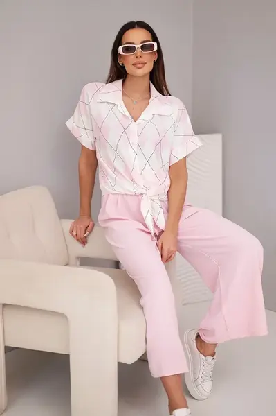 Dámský set s viskózovou košilí a kalhotami