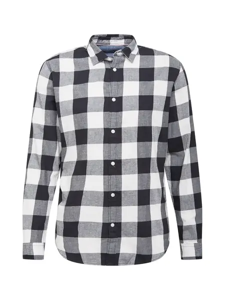 JACK & JONES Košeľa 'Gingham'  čierna / biela