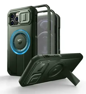 Dexnor MagSafe 360 Kickstand Camprotector obal iPhone 12 / 12 Pro, zelený