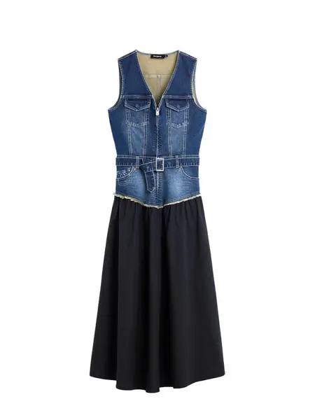Desigual Košeľové šaty  námornícka modrá / modrá denim