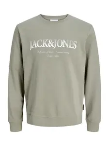 Jack & Jones Plus Mikina 'JJDevin Daytona'  olivová / biela