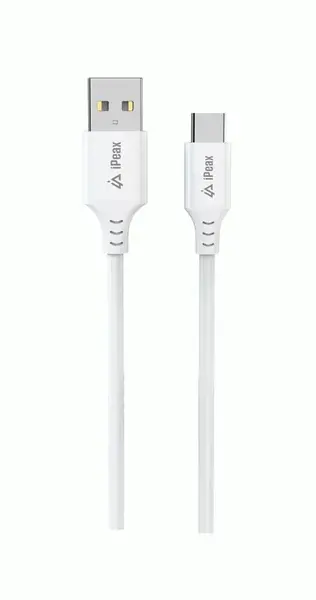 Kabel iPEAX TPU USB-A / USB-C 1M, USB 2.0, bílá