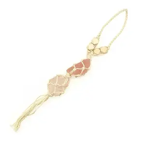 Double Natural Rose Quartz Tassel Pendant Decoration