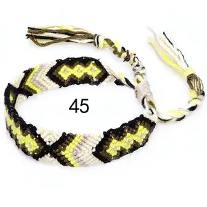 Cotton Braided Rhombus Pattern Cord Bracelet