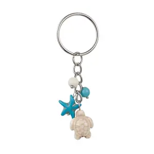 Turtle & Starfish Synthetic Turquoise Pendant Keychains