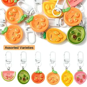 10Pcs Fruit Plate Opaque Resin Keychains