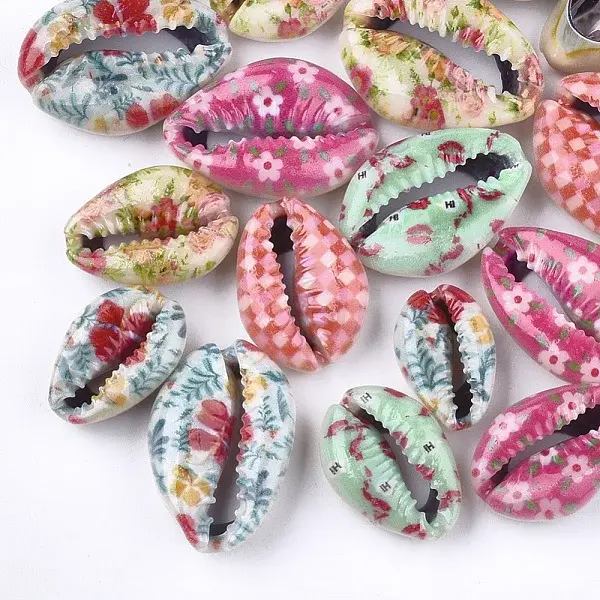 Printed Natural Cowrie Shell Beads