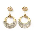 Brass Micro Pave Cubic Zirconia Dangle Stud Earrings