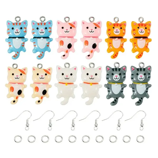 DIY Cat Shaped Resin Dangle Earring Making Kit