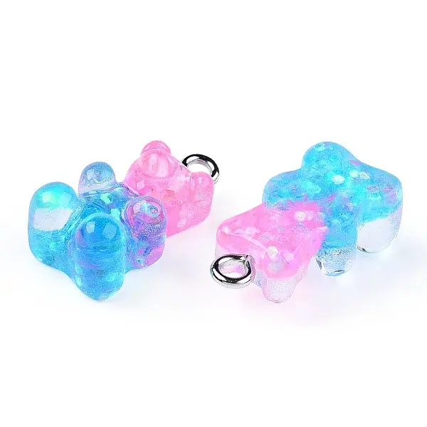10Pcs Transparent Resin Glitter Pendants