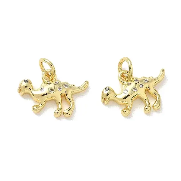 Brass Micro Pave Clear Cubic Zirconia Charms