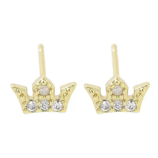 Brass Micro Pave Clear Cubic Zirconia Studs Earring