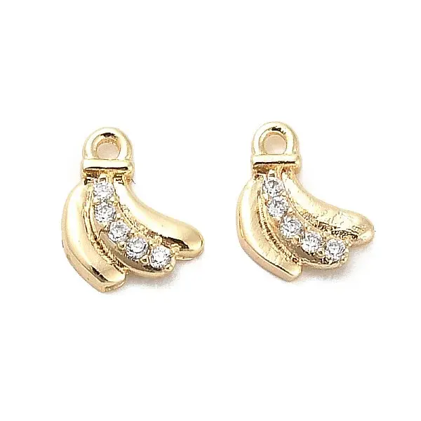 Brass Micro Pave Clear Cubic Zirconia Charms