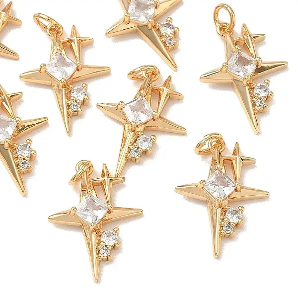 SHEGRACE Brass Pave Clear Cubic Zirconia Pendants