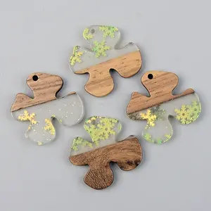 Transparent Resin & Walnut Wood Pendants