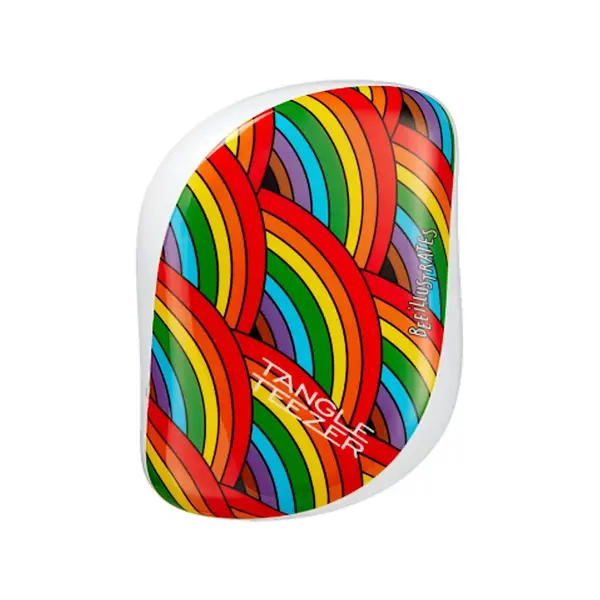 Kartáč na rozčesávání vlasů Tangle Teezer Compact Rainbow Galore - bílo-červený (CS-RBW-010322) + dárek zdarma