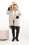 Kesi Włoski Dámská bunda Plus Size prošívaná s kapucí tmavě béžová