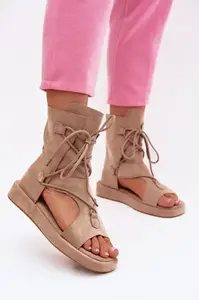 Dámské sandály z eko semiše s vázáním