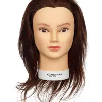 Cvičná hlava s přírodními vlasy Original Best Buy Valeska - kaštanová, 15-40 cm (0030221) + dárek zdarma