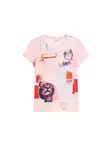 Desigual Tričko  homárová / ružová / rosé / čierna