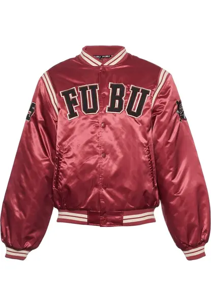 FUBU Prechodná bunda  čerešňová / čierna / biela