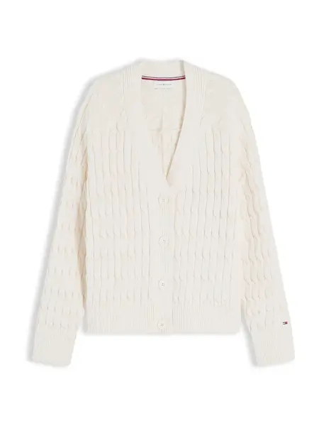 TOMMY HILFIGER Kardigán 'Cable Oversized'  slonová kosť