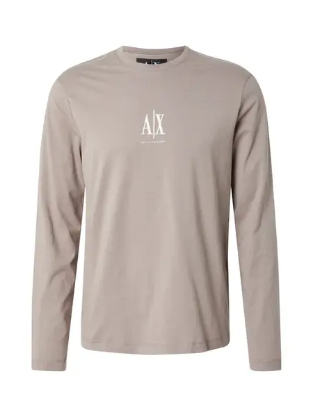 ARMANI EXCHANGE Tričko  tmavobéžová / biela