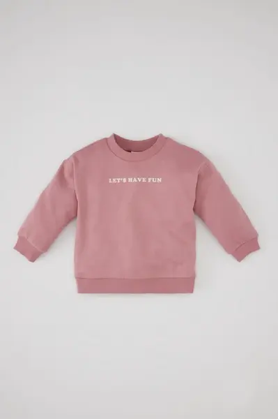 DEFACTO Baby Girl Crew Neck Printed Basic Sweatshirt