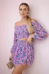 Set with purple flowers