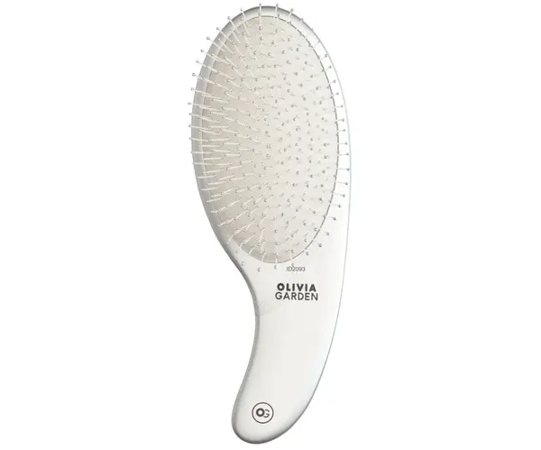 Kartáč na rozčesávání vlasů s nylonovými štětinami Olivia Garden Curve - stříbrný (ID2093) + dárek zdarma