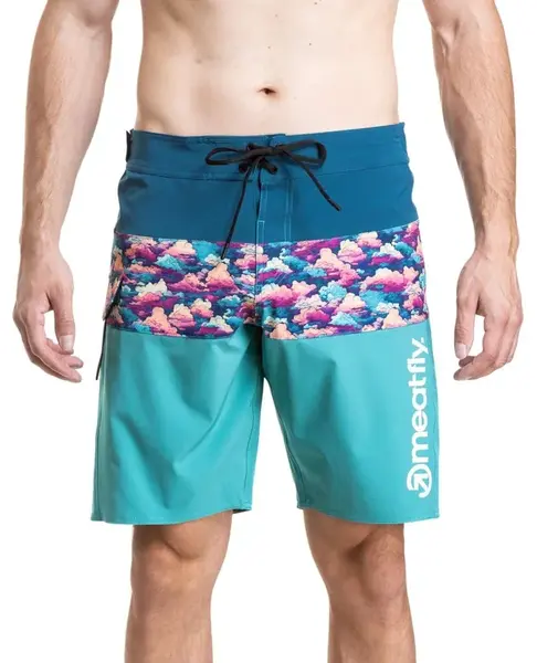 Meatfly pánské plavky Mitch Boardshorts 21" Clouds | Modrá | Velikost XXL