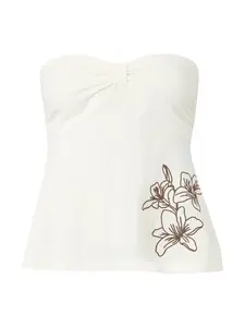 HOLLISTER Top  hnedá / biela