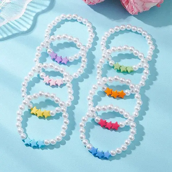 Children's Day Imitated Pearl Acrylic Beads Stretch Bracelets