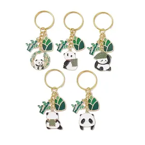 Panda Alloy Enamel Pendants Keychain