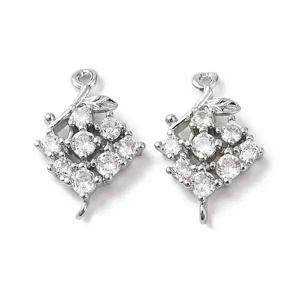 Brass Micro Pave Clear Cubic Zirconia Connector Charms