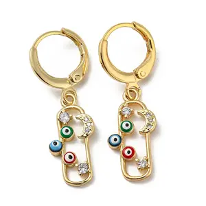 Golden Brass Dangle Leverback Earrings