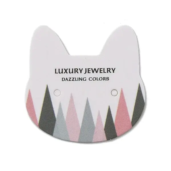 100Pcs Cat Head Shape Paper Jewelry Earring Display Cards