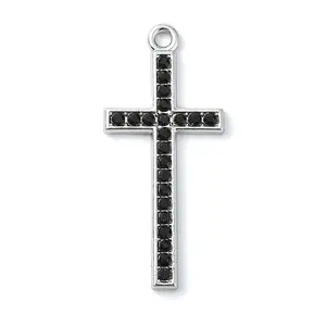 Rack Plating Alloy with Black Rhinestone Pendants