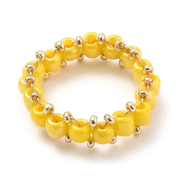 Round Glass Seed Beaded Finger Rings