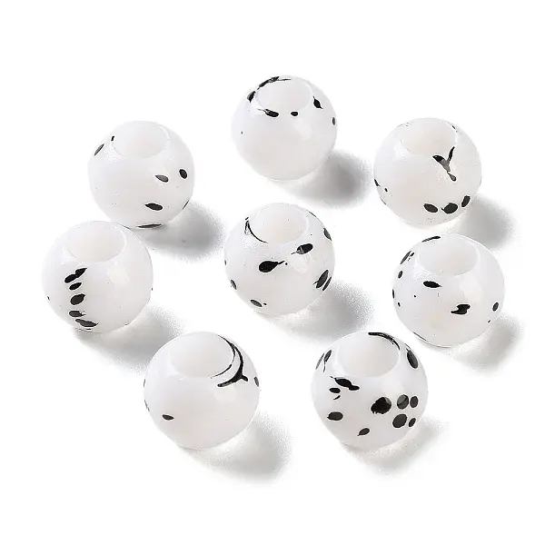 Spray Painted ABS Plastic European Beads