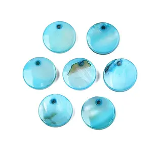 Natural Freshwater Shell Dyed Flat Round Charms
