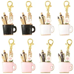 8Pcs 4 Styles Alloy Enamel Pendant Decorations