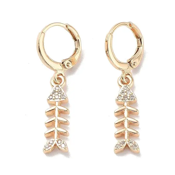 Real 18K Gold Plated Brass Dangle Leverback Earrings
